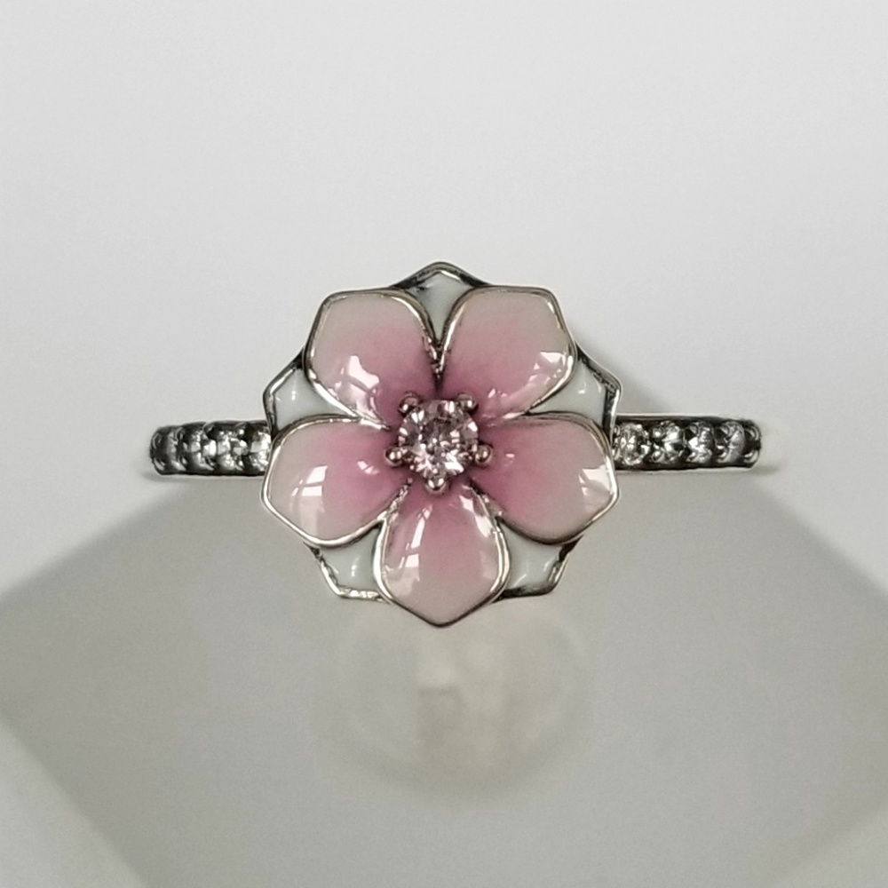 Sterling Silver Enamel Flower Ring - Picture 2 of 8